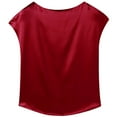 thumbnail image 4 of MIXUE Womens Summer Tops Solid Color Round Neck Short Sleeve Minimalist Fashion Tshirts Outwear,Red,XXXL, 4 of 4