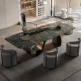 thumbnail image 3 of Luxury Stone Dining Table Modern Gold Frame Games Coffee High-end Designer Dining Table Chair Dinner Muebles Kitchen Furniture My Lux Decor Round, 3 of 23