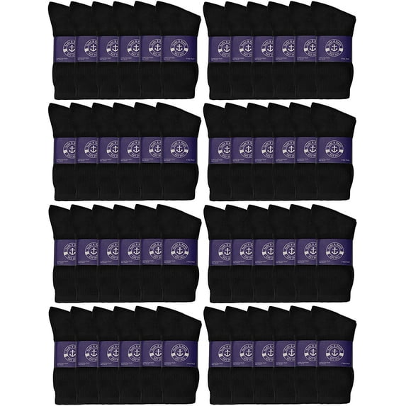 SOCKS'NBULK 48 Pair Pack of Mens Lightweight Cotton Crew Socks Bulk, Homeless Donation Cheap, Wholesale Sock 10-13