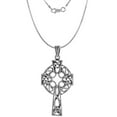 thumbnail image 3 of Large 2 inch Sterling Silver Celtic Cross Necklace Triquetra High Cross for Men Diamond-Cut Oxidized finish 18 inch BX_24, 3 of 4