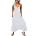 thumbnail image 2 of Frostluinai Women Overalls Jumpsuits Cotton Linen Sleeveless Baggy Bibs Harem Pants Loose Casual Dressy Romper Jumpers Plus Size Bibs with Pockets, 2 of 5