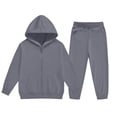 thumbnail image 2 of Kids 2-Piece Tracksuit Full Zip Hoodie and Jogger Pants Set Warm Fleece Athletic Outfit for Boys Girls (Ages 2-14 Years) School Daily Wear, 2 of 6