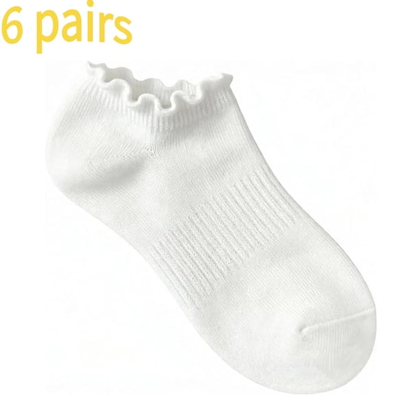 BVWKPCV No Show Socks Womens Cute Ruffle Socks Low Cut Frilly Non Slip Ankle Cotton Sock 6 Pairs