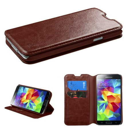 Samsung Galaxy S5 Case - Wydan Wallet Case Folio Flip Leather Kickstand Feature Credit Card Slot Style Cover (Galaxy S5 Best Features)