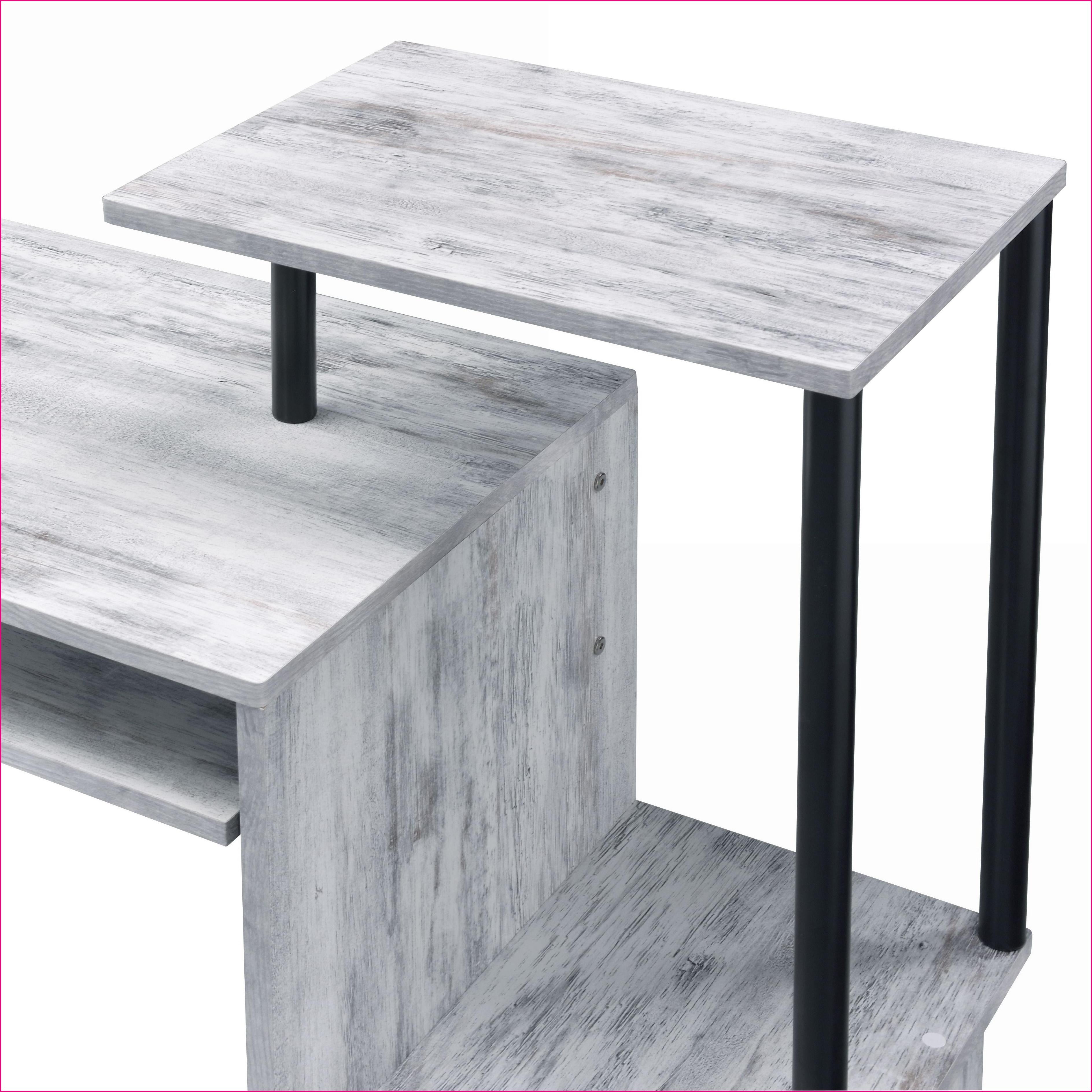 Computer Desks with Keyboard Tray, Storage & Shelf | Antique White & Black | Metal & Synthetic Wood