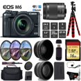thumbnail image 1 of Canon EOS M6 Mirrorless Digital Camera with 18-150mm is STM Lens + UV FLD CPL Filter Kit + Wide Angle & Telephoto Lens + Camera Case + Tripod + Card Reader - Intl Model Canon 16GB - Advanced Kit - 1724C021-1, 1 of 6