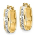 thumbnail image 2 of FB Jewels 14K Yellow Gold Diamond Fascination Squared Hinged Hoop Earrings, 2 of 3