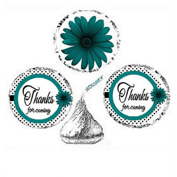 216ct Teal Thanks for Coming Party Favor Candy Decoration Stickers Labels Fits Kisses Chocolates Party Favors Envelope