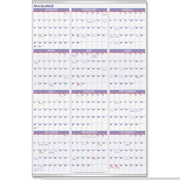 At A Glance  24 x 36 in. Wall Paper Planner - White