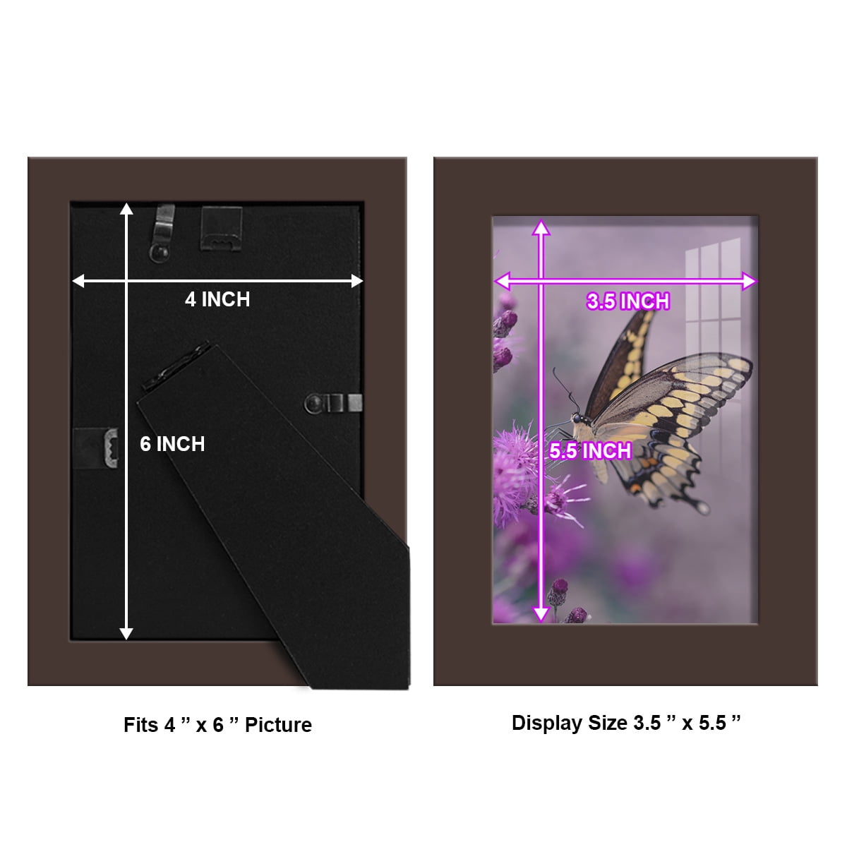 Modern 4 in. x 6 in. Brown Picture Frame (Set of 4)