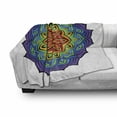 thumbnail image 3 of Rainbow Mandala Soft Flannel Fleece Throw Blanket, Colorful Mandala Design with Blossoming Cinnamon Flower Oriental Flora, Cozy Plush for Indoor and Outdoor Use, 50" x 70", Multicolor, by Ambesonne, 3 of 6