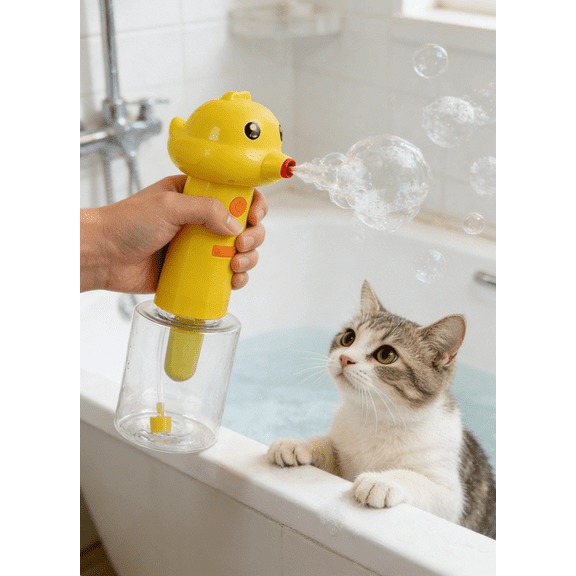Dog Shampoo Frother,Pet Bath Brush - Deep Cleaning Foam Machine with 400ml Capacity, Dog Soap Dispenser and Shampoo Sprayer (Yellow)