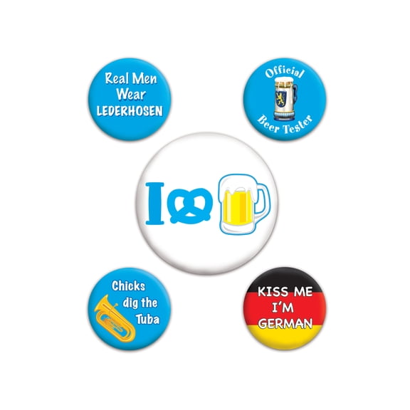 Oktoberfest Party Buttons, 2-1/3" & 1-1/3", (10/Pkg)