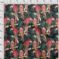 thumbnail image 4 of oneOone Viscose Jersey Red Fabric Parrot,Monstera Leaves & Floral Dress Material Fabric Print Fabric By The Yard 60 Inch Wide, 4 of 5
