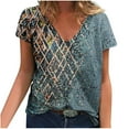 thumbnail image 1 of Camisetas con estampado floral con cuello en V para mujer Blusas femeninas cómodas a la moda Tops OAVQHLG3B Store  lin121212, 1 of 4
