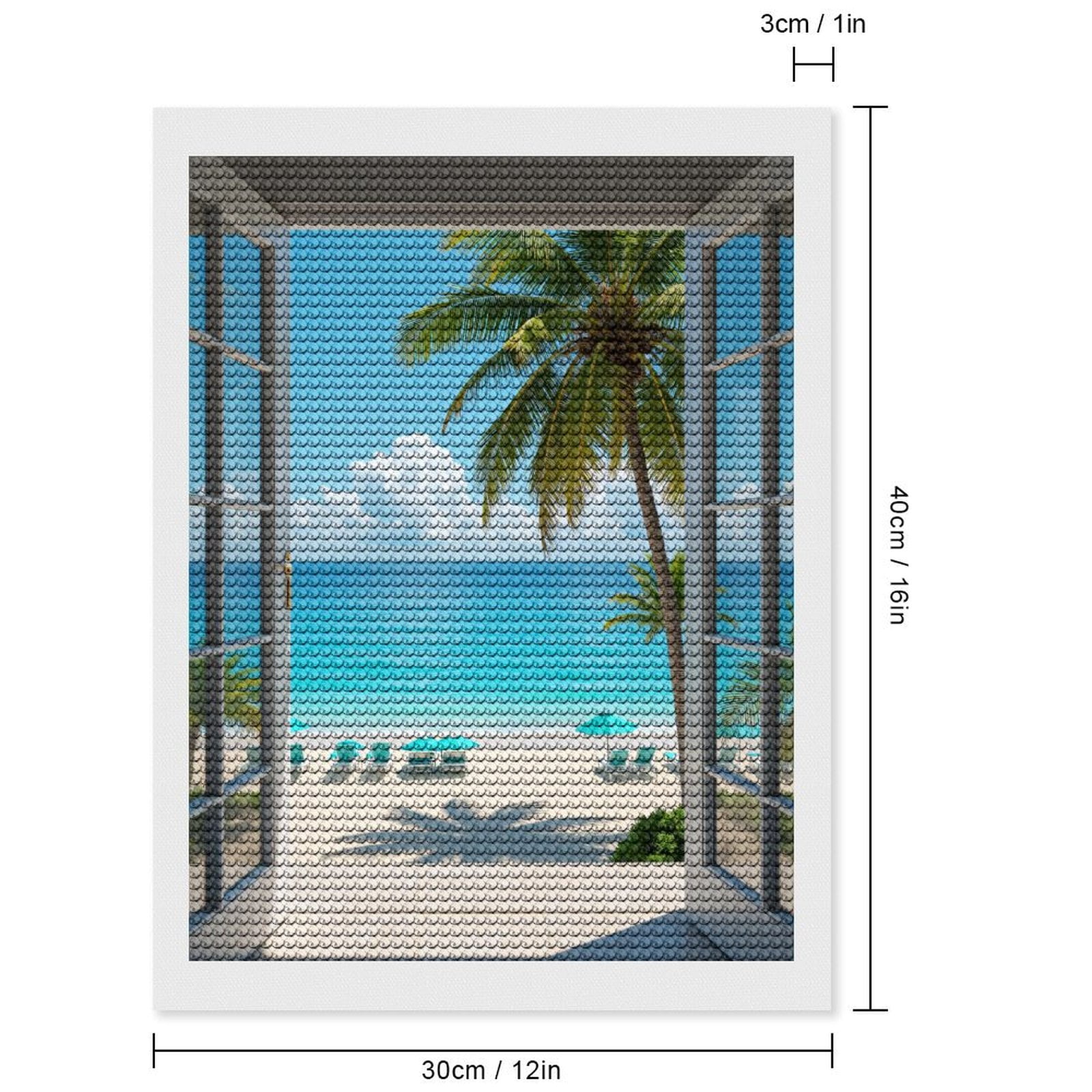 Diamond Art Kits for Adults - Open Door Beach View Ocean Serenity 5d Diamond Painting for Adults, Diamond Art for Adults Beginners, Frameless Diamond Painting Kits for Adults for Home Wall Decor