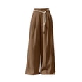 thumbnail image 3 of cocolona Womens Summer Casual Linen Pants Elastic Waist Straight Wide Leg Vacation Lounge Pants with Pockets, 3 of 5