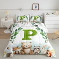 thumbnail image 2 of Feelyou Cartoon Monogrammed P Bedding Comforter Set for Kids, Jungle Raccoon Twin Comforter Sets, Cute Animal Wildlife Reversible Bedding Set, Ultra Soft Bedroom Decor, 2 Pieces, 2 of 8