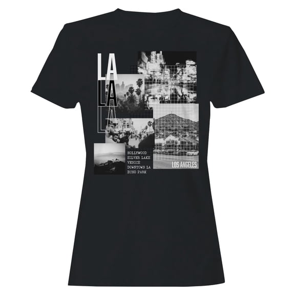 LA Los Angeles Cityscape Women's Black T-shirt