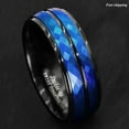 thumbnail image 6 of Tungsten Rings for Men Wedding Bands for Him Womens Wedding Bands for Her 8mm Black Blue Brushed Crystal Skin, 6 of 6