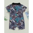 thumbnail image 5 of Arvbitana Baby Boys Summer Jumpsuit Cattle Head Print Lapel Button Short Sleeve Playsuit Casual Gentleman Romper 0-24M, 5 of 9