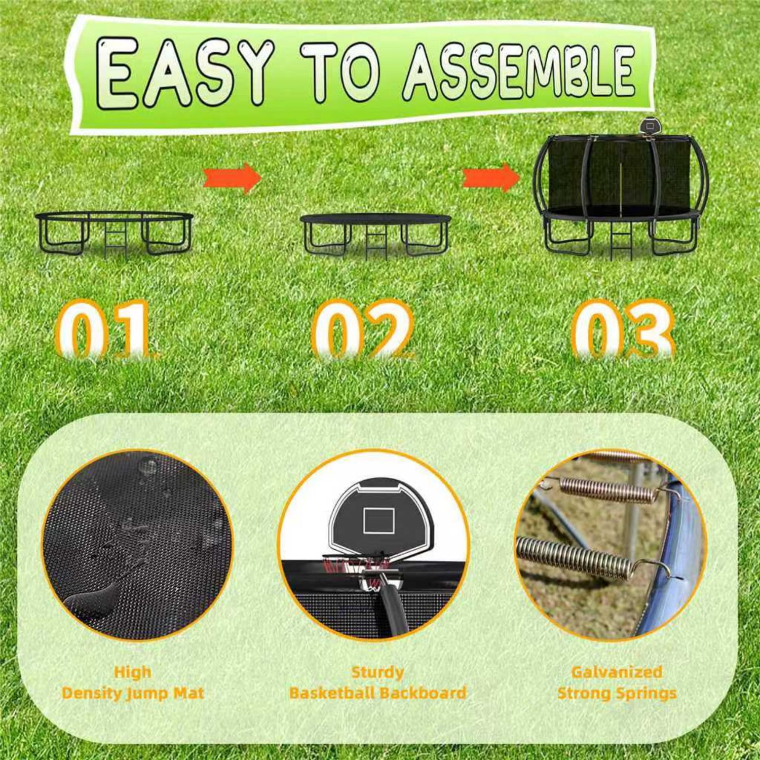 Shengchao Trade 12FT Round Backyard Trampoline with Safety Enclosure Net and T-Hook