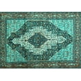 thumbnail image 1 of Ahgly Company Machine Washable Indoor Rectangle Medallion Turquoise Blue Traditional Area Rugs, 3' x 5', 1 of 4
