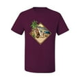 thumbnail image 2 of Wild Bobby, Paradise Found Beach Chilling Pop Culture Men's Graphic T-Shirt, Maroon, Large, 2 of 3