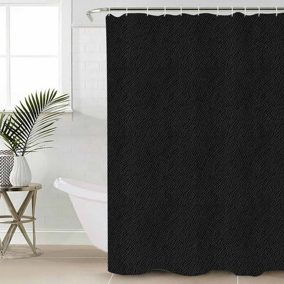 Solid Black Shower Curtain Set, Waterproof Shower Curtains for Bathroom, Retro Minimalism Abstract Denim Texture Washable Fabric Cloth Bath Curtain for Bathtub Decoration with Hooks 72x78 Inches
