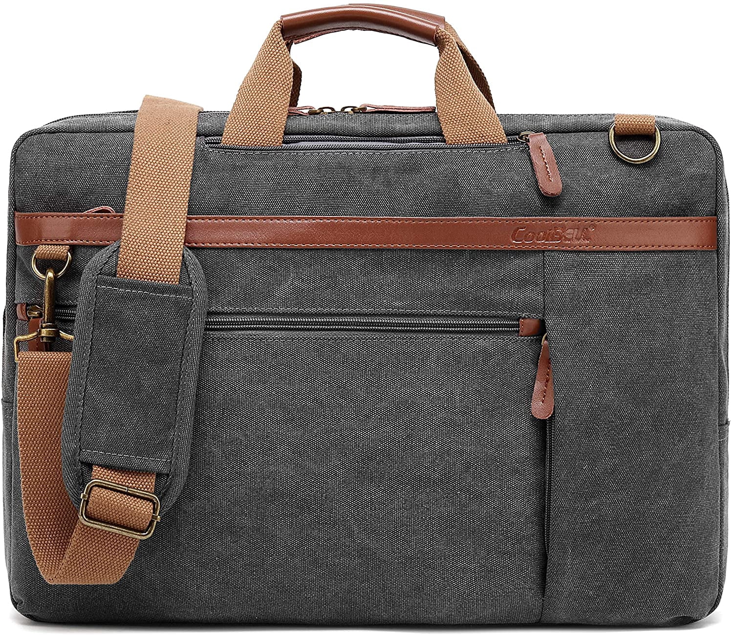 CoolBELL Convertible Shoulder Bag Messenger Laptop Case for 17.3 Inch Laptop, Dark Grey