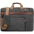 thumbnail image 3 of CoolBELL Multi-functional Canvas Travel Rucksack - Convertible to Backpack, Shoulder Bag, Messenger Bag. Fits 17.3 Inch Laptop. Business & Leisure for Men & Women. Dark Grey, 3 of 6