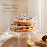 HBlife Acrylic Cake Stand with Dome Cover (12.2), Multifunctional Serving Cookie Platter Punch Bowl and Cake Plate for Dessert Table Display for Parties (6 Uses)