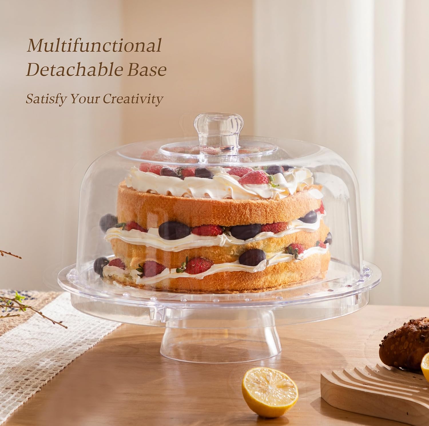 HBlife Acrylic Cake Stand with Dome, 12.2 Inch photo 4