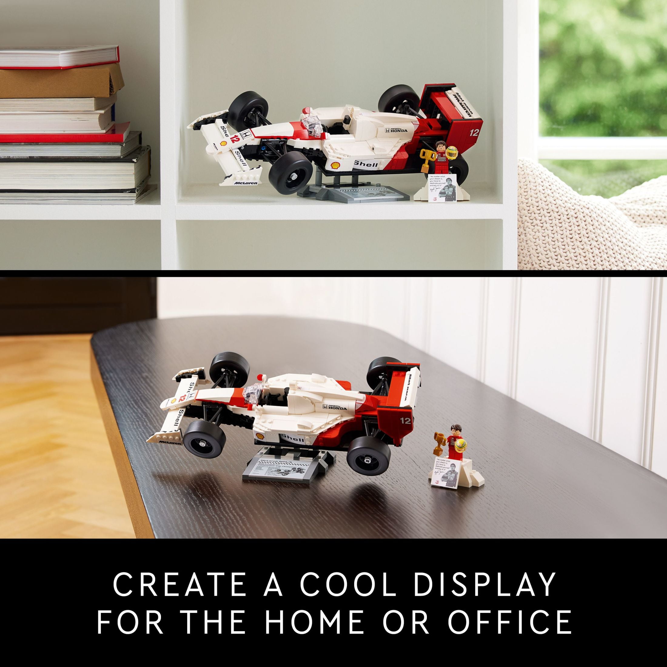 LEGO Icons McLaren MP4/4 & Ayrton Senna Minifigure, Holiday or Birthday Gift Idea for Home Office Decor, F1 Building Set for Adults and Fans of Cool Model Race Cars, 10330
