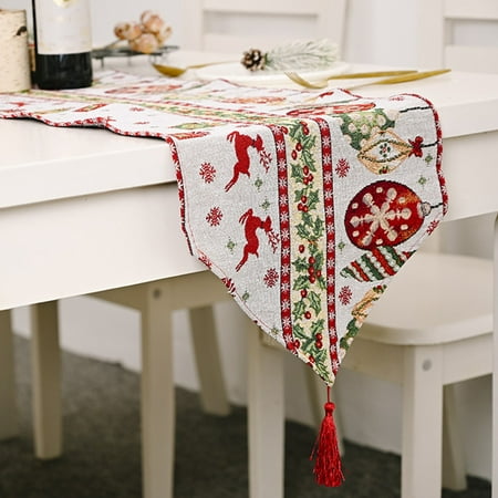 

Yubatuo Home Christmas Table Runner Dresser Scarves Christmas Decorations Table Runners for Christmas Eve Family Dinner/Party/Events/Kitchen Decor Snowflakes with Reindeer Silhouettes 13x72in