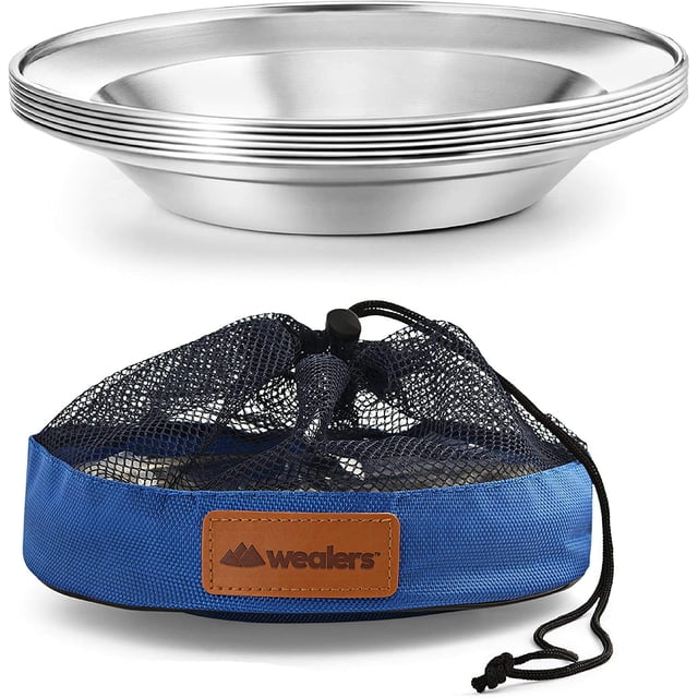 Juego de platos Wealers de acero inoxidable de 22 cm, sin BPA, para exteriores