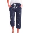 thumbnail image 1 of YDLCAFD Women's Spring And Summer Printed Lace Up Pocket Loose Wide Legged Capris (3), 1 of 4