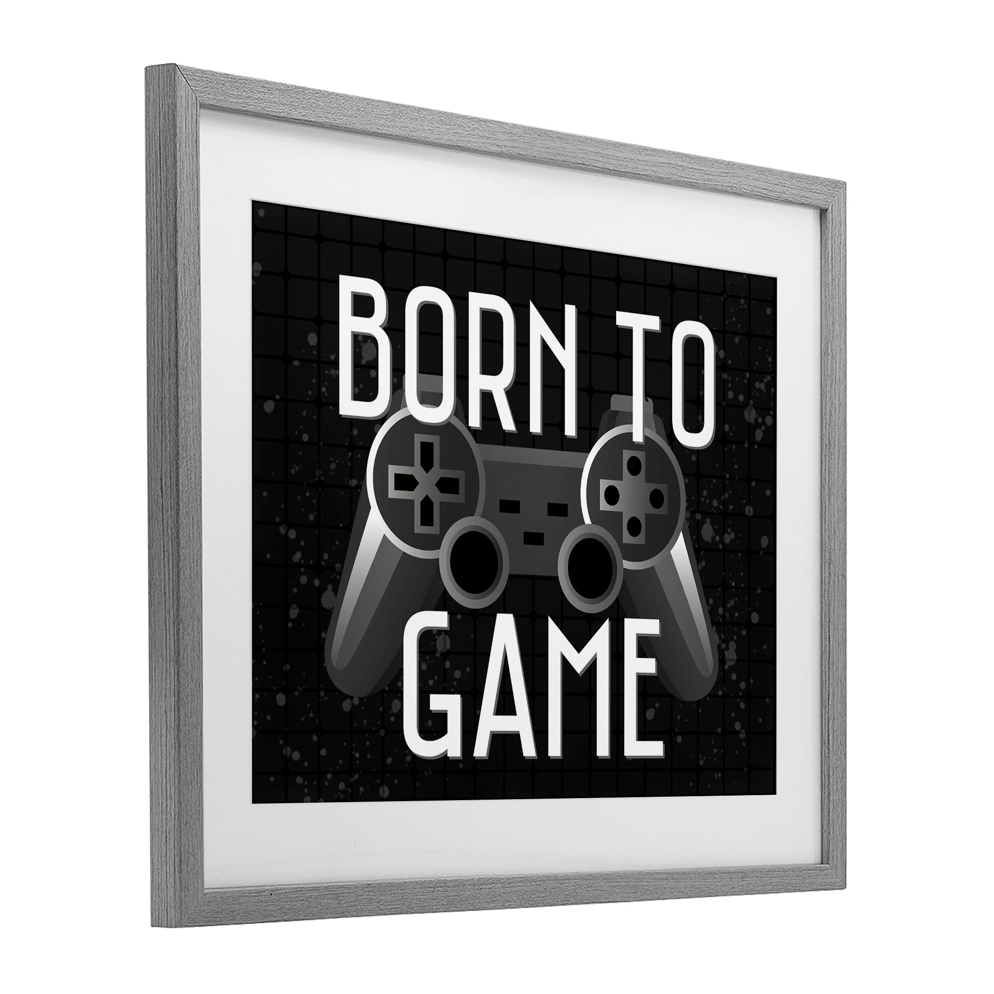 Stupell Industries Born To Game Retro Gray Framed Print Under Glass, design by Kim Allen