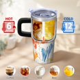 thumbnail image 6 of Sunflower 20oz Stainless Steel Tumbler with Handle and Straw – Insulated Travel Cup with Sliding Lid, 360° Full Wrap Printed Mug for Home, Outdoor & Sports Use, Foral, 6 of 6