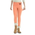 thumbnail image 2 of NAISIBABY Girls Fleece Lined Leggings, Christmas Bow Stretchy High Waisted Winter Thermal Tights Orange 2T, 2 of 5