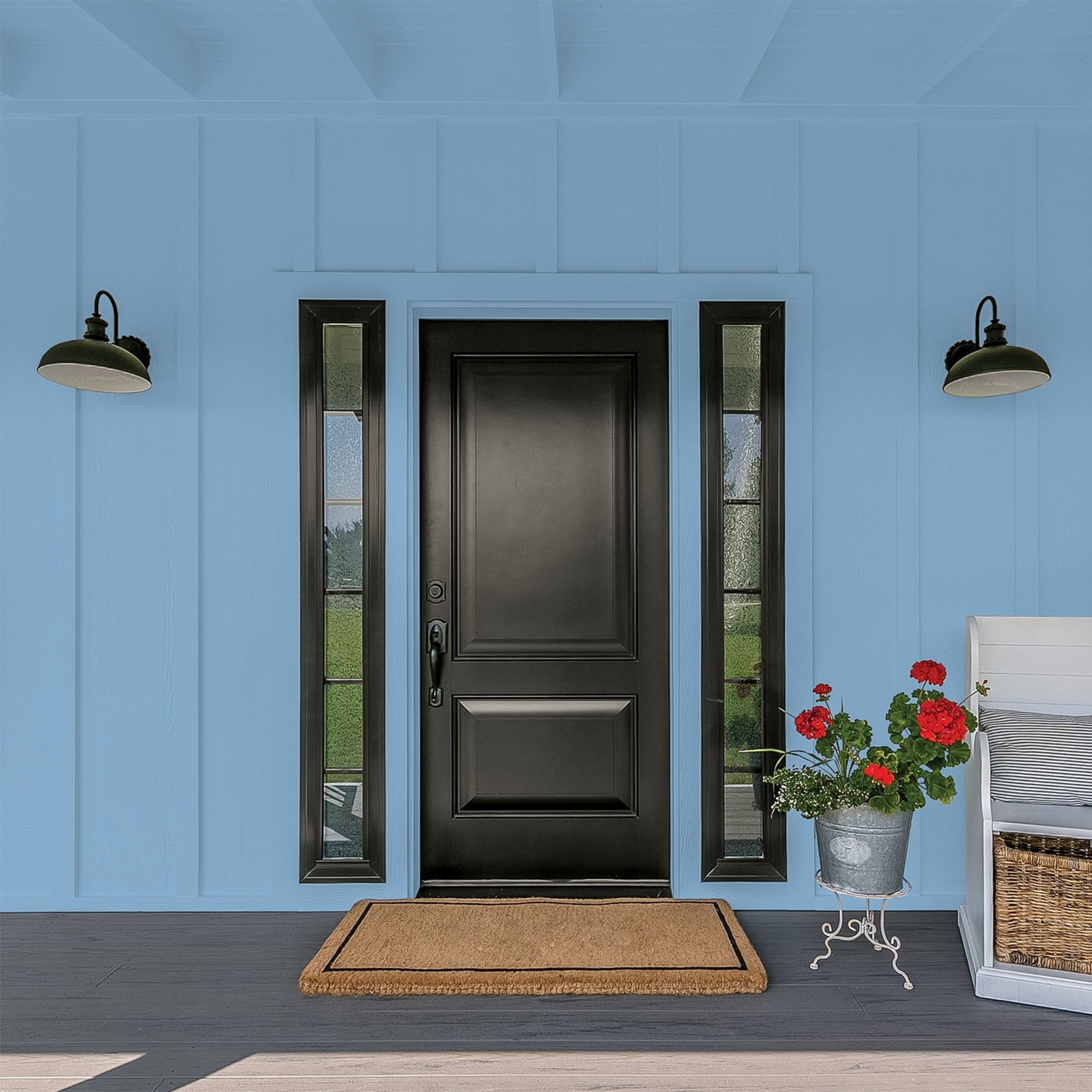 Glidden HEP Walden Pond / Blue Flat Exterior Paint with Primer, 1 Gallon