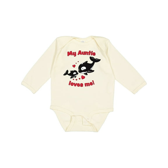 Inktastic My Auntie Loves Me Orca Family Boys or Girls Long Sleeve Baby Bodysuit