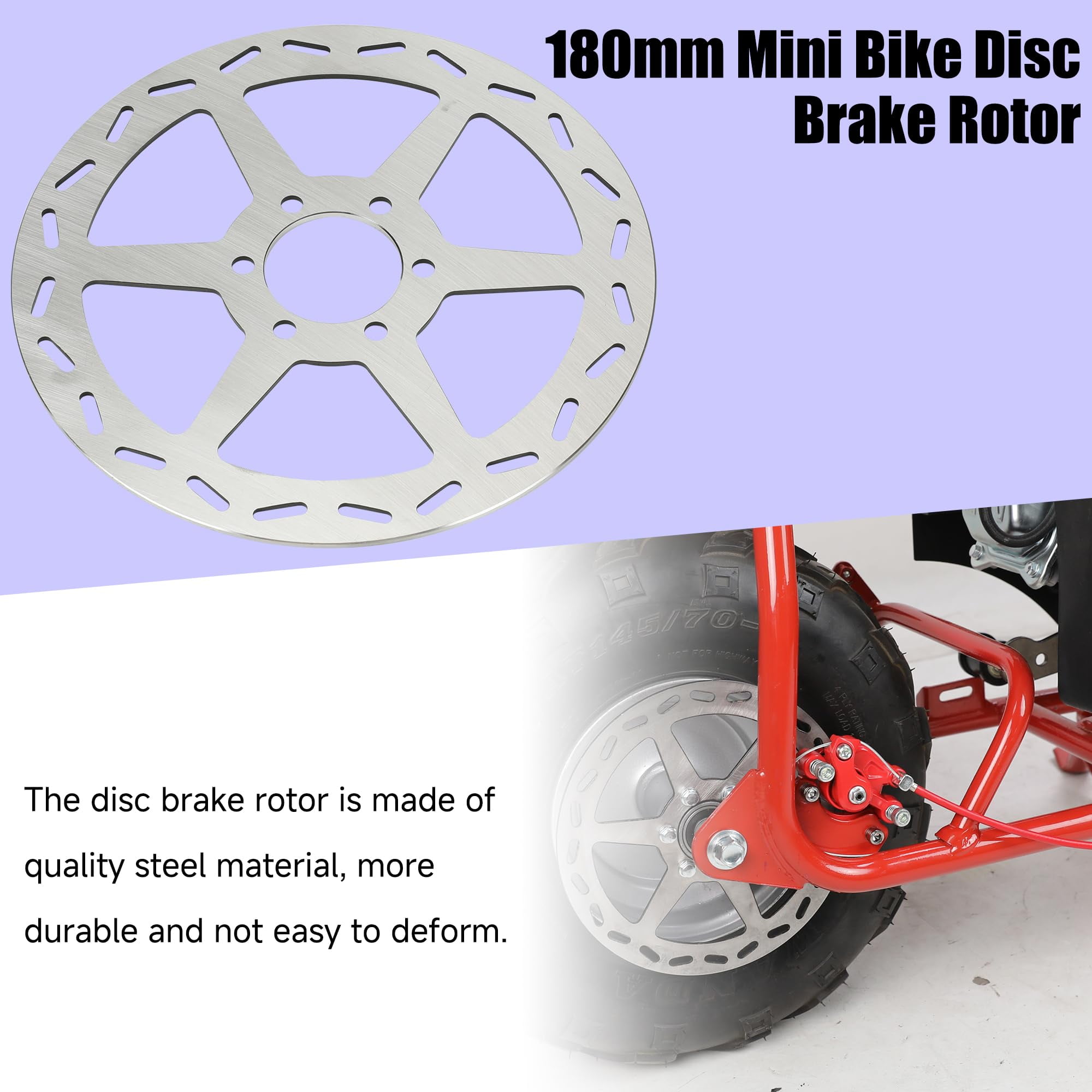 Mini Bike Brake Lever Kit with 180mm Disc Brake Rotor Compatible with Coleman CT100U CC100X Baja Doodlebug DB30 Motovox MBX10 MBX11 Monster Mega Moto 80cc Parts Rear Brake Caliper