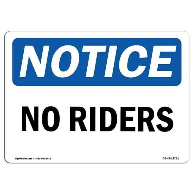 SignMission OS-NS-A-1218-L-14781 12 x 18 Po Panneau de Signalisation OSHA - Pas de Cavaliers
