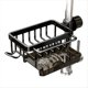 thumbnail image 1 of Soporte de Esponja Sobre el Grifo, Organizador para de Cocina, Estante de Drenaje para Grifo Colgante Desmontable de Aluminio Espacial con Gancho Negro, 1 of 5