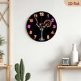 thumbnail image 5 of A 10-inch 2D flat "Neon Cocktail" theme wooden circular wall clock, suitable for decoration in bedrooms, living rooms and offices. It is an ideal gift for Christmas and New Year., 5 of 7