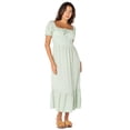 thumbnail image 4 of Celebrity Pink Women's and Women's Plus Puff Sleeve Smocked Midi Dress, Sizes XS-XXXL, 4 of 5