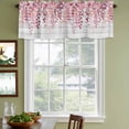 thumbnail image 4 of Pink Eucalyptus Leaves Valances for Windows, Decorative Rod Pocket Window Valance Curtains, Summer Botanical Farmhouse Rustic Wood Short Curtain Drapes for Living Room, 2 Panels, 42" W x 18" L, 4 of 8