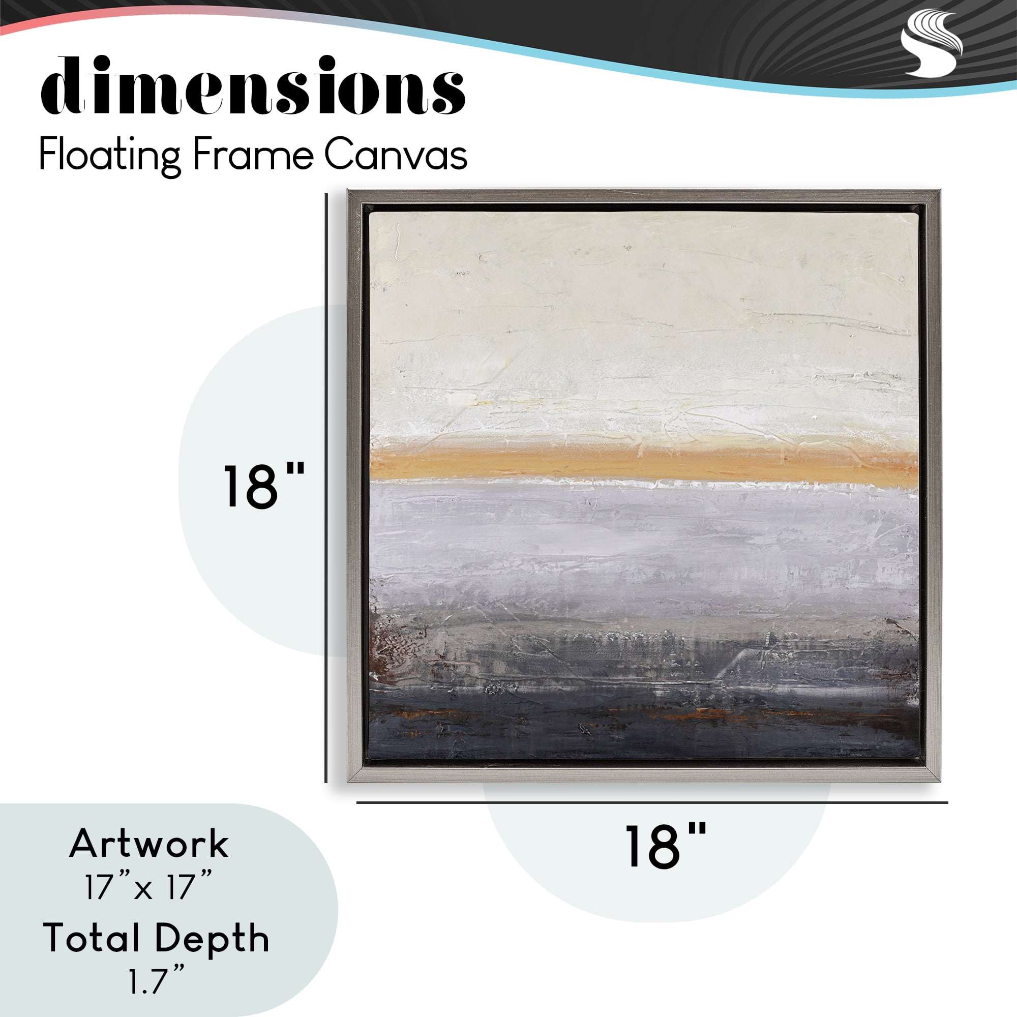 Warm Peachy Horizon Gray Framed Floater Canvas Wall Art, design by Design Fabrikken