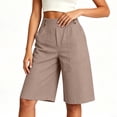 thumbnail image 2 of Elvqul Womens Shorts with Pocket Loose Bermuda Shorts Elastic Waist Beach Wide Leg Holiday Solid Shorts for Women Summer, 2 of 4